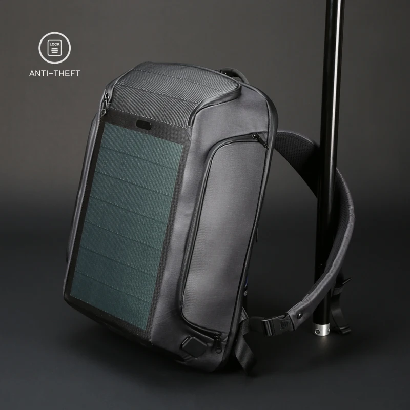 Kingsons Solar Charging Backpack Multifunctional Anti-Theft Waterproof Men 15.6" Laptop Backpacks USB Travel Outdoor Backpack 4
