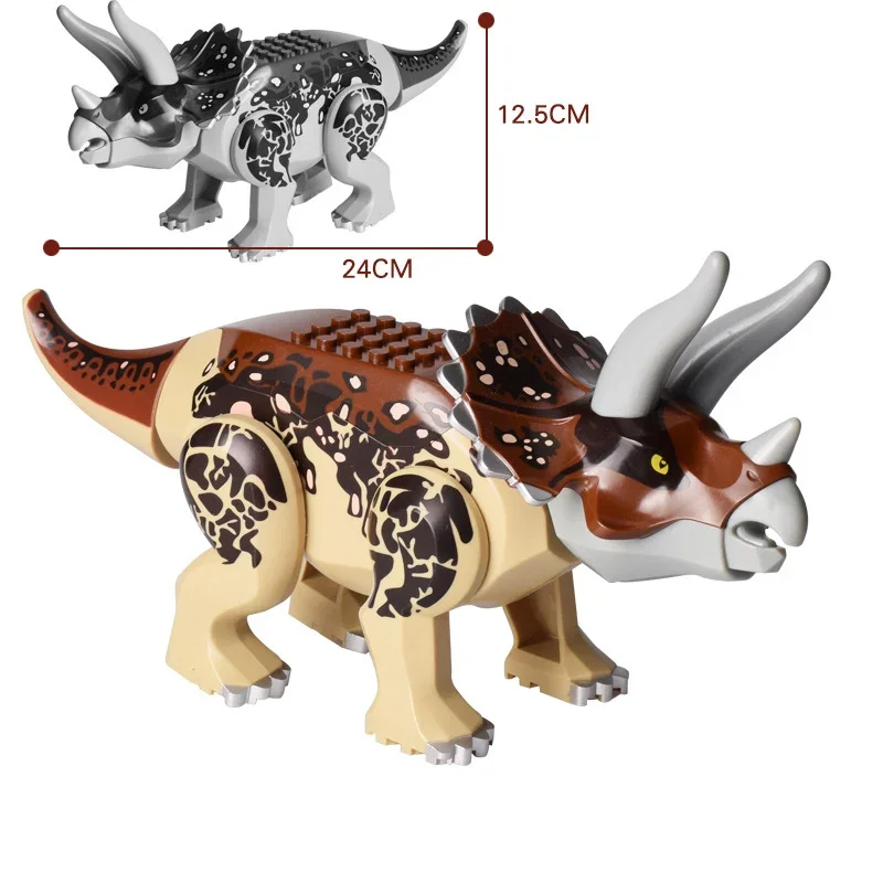 thumbnail image 1 of Figuras de dinosaurios grandes de Jurassic Dino World, bloques de construcción, Velociraptor, T-Rex, Triceratops, Indominus Rex, juguetes para niños, 1 of 5