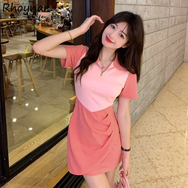 

Женское милое розовое платье, летнее милое женское модное элегантное платье-трапеция в стиле преппи для девушек в Корейском стиле