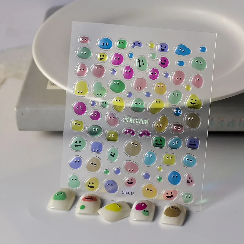 3D Mouth Monster Nail Sticker Dopamine Cute Jelly Nail Art Decals Funny Expression Pack Embossed Hand Ledger DIY Decor Manicure