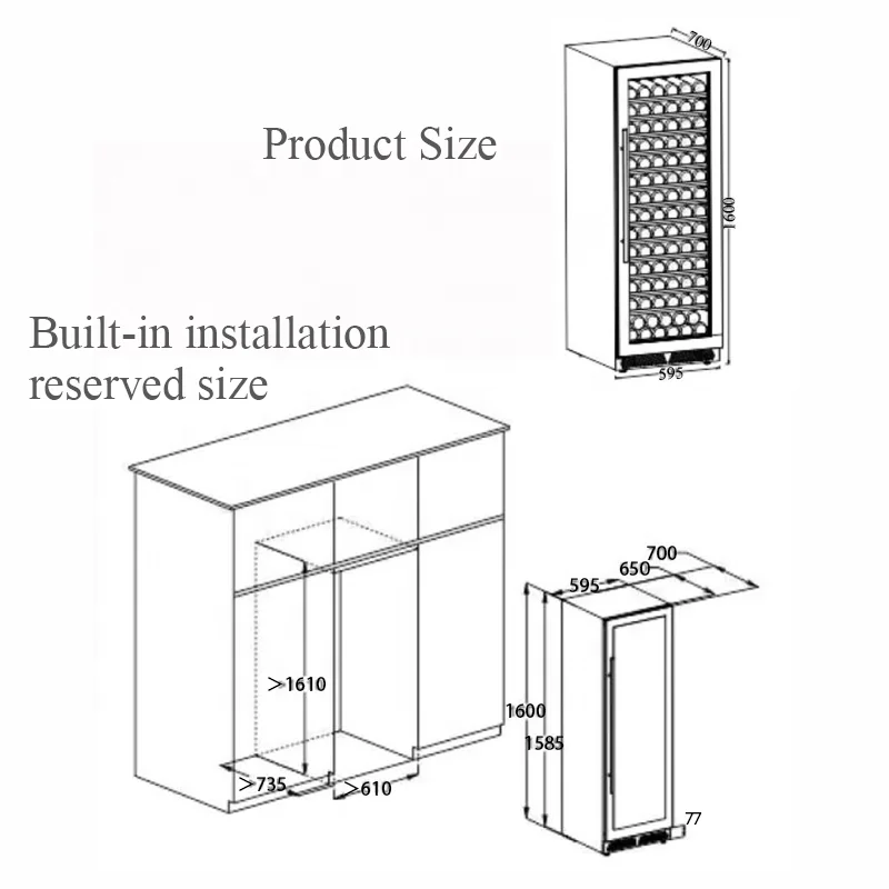 Competitive Price 154 Bottles Compressor Cooling Wine Cellar Refrigerator