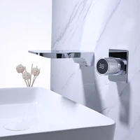Digital Display Bathroom Faucet Wall Mounted Waterfall Basin Faucets Washing Basin Taps Hot & Cold Water Mixer Tap 5
