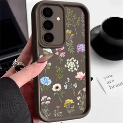 Floral Pattern Soft Phone Case - Elegant and Protective Cover - Galaxy S25 (Cold Coffee)
