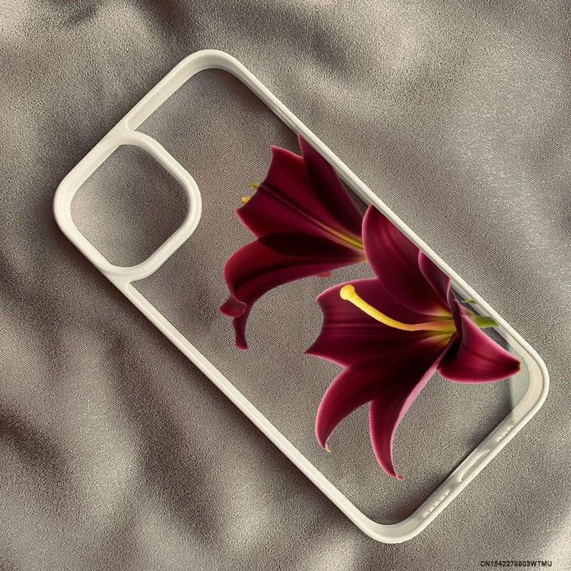 Pink Cherry Blossom Pattern Phone Case - Lily Design Clear Protective Cover