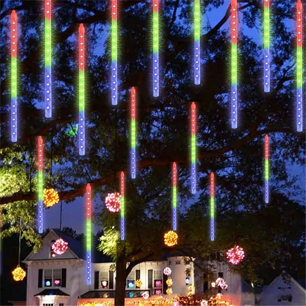Description Picture 4 of item4/3/2/1Set EU/US LED Christmas Curtain Light Icicle String Lights Water Lamp Wedding Room Decor Garland Garden Outdoor Decor