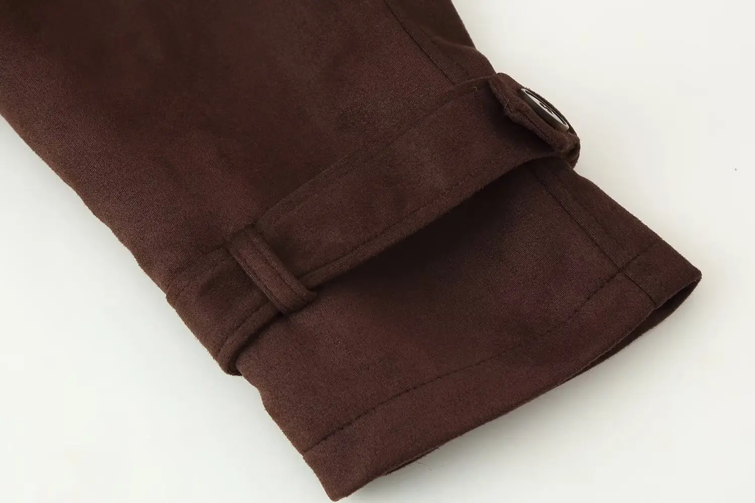 Women Retro Chic Brown Suede Cropped Trench Jacket With Belt Female Turn-Down Collar Lace-Up Autumn Winter Outerwear Lady Jacket