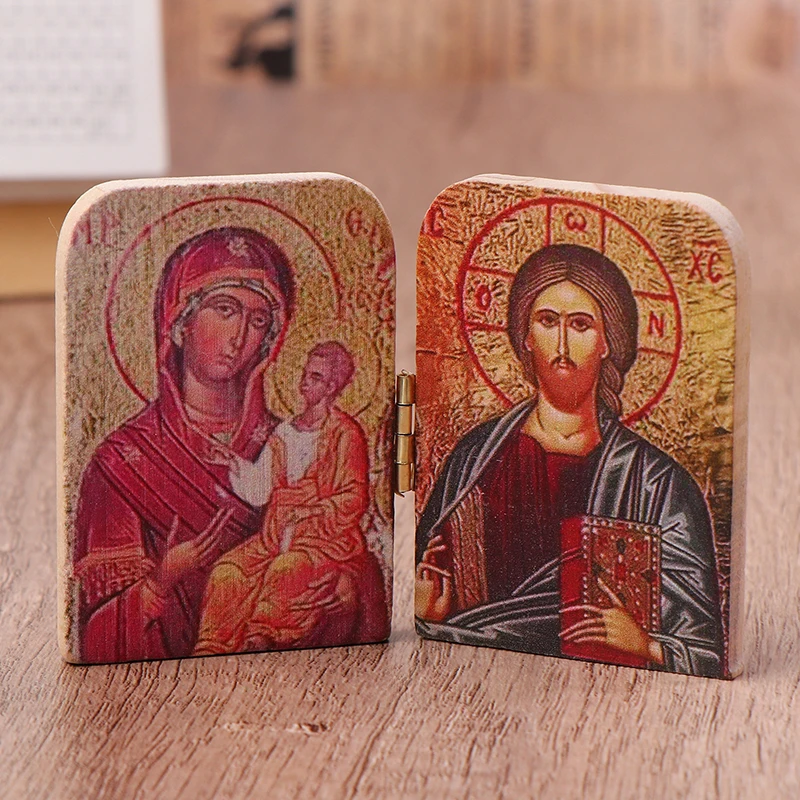 Christ decorative plaque Christ The Teacher And Virgin Of Kazan Catholic Orthodox Display Religious Gift wood icon decoration wood icon plaque