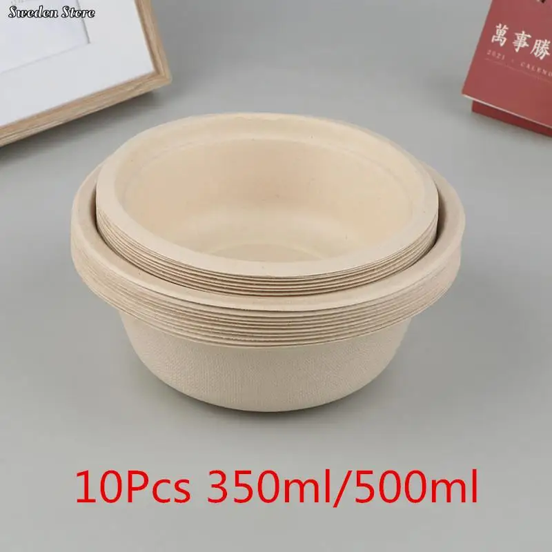 

10 paper bowls party utensils lunch boxes food containers biodegradable utensils restaurant dishes kitchen 350ml/500ml