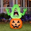 5FT Inflatable Ghostbusters Slimer Ghost Halloween Decorations Outdoor Build-in LED Light Blow Up Halloween Decor Yard Party Toy 1