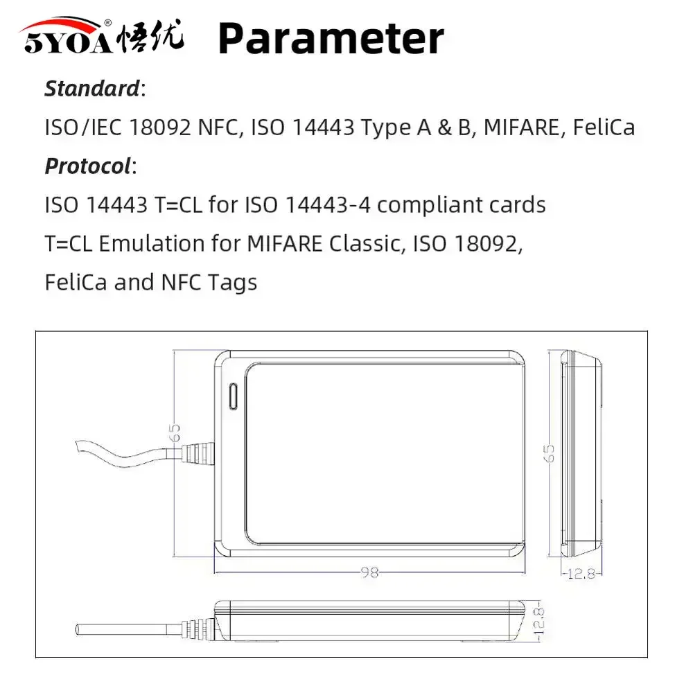 5YOA ACR122U NFC RFID Reader USB Smart Card Writer SDK M-ifare Copy Clone Software Copier Duplicator Writable S50 13.56MHz UID