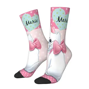 Funny Men's Marie Cat The Aristocats Dress Socks Unisex Warm Breathbale 3D Printing Kitten Crew Socks