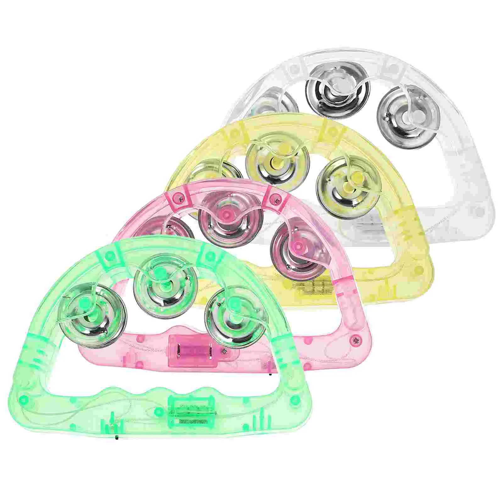 8 Pcs Flash LED Tambourine Flashing Evening Party Stage Props Interesting Kids Plastic Light Up Tambourines Child