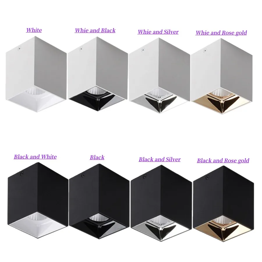 LED 천장 조명 쿼드레이트 눈부심 방지 COB 스포트라이트, 조도 조절 가능, AC110V220V, 10W, 12W, 15W, 20W, 24W