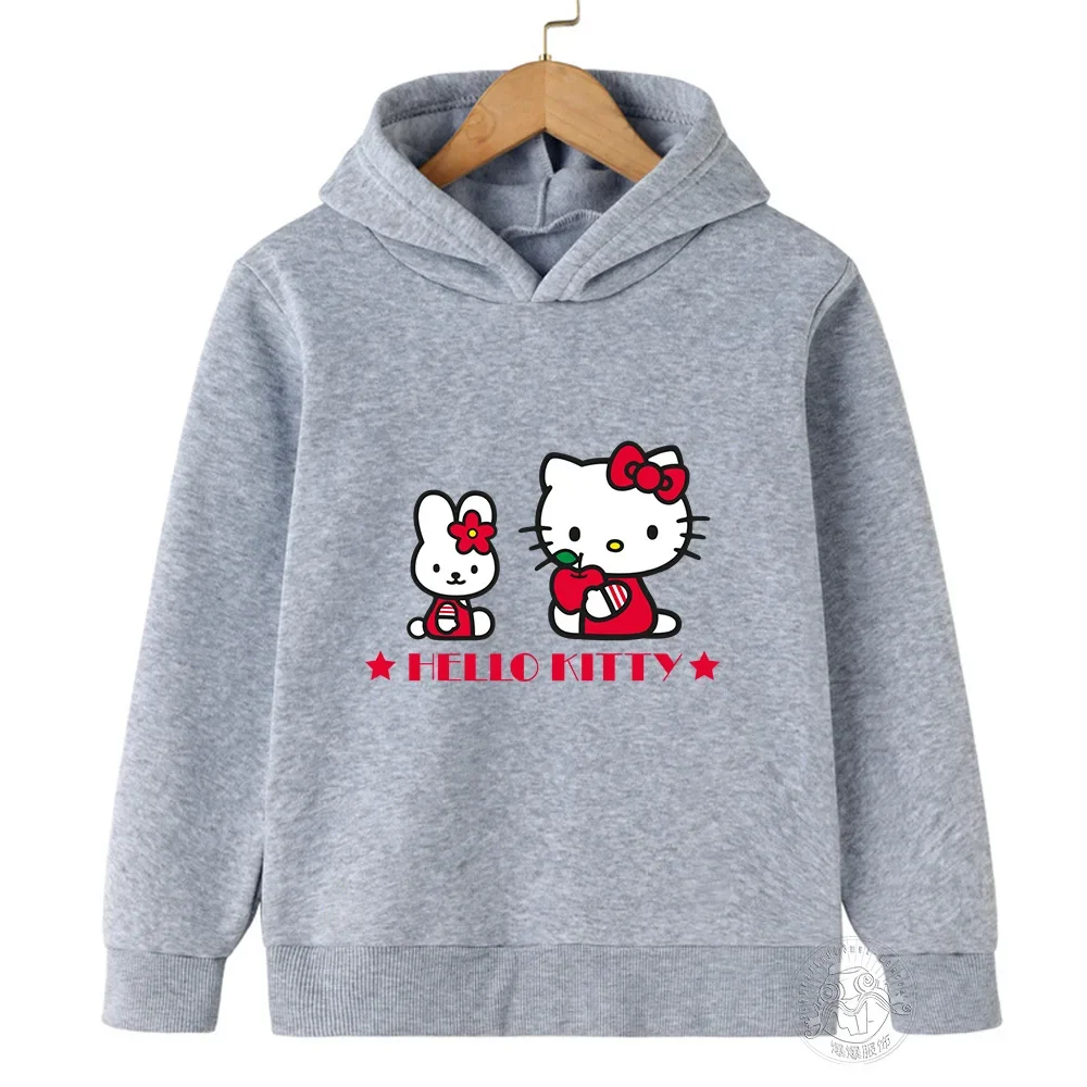 Sudadera informal con capucha para niños y niñas de 3 a 14 años con dibujos animados de Hello Kitty Sunshine, estilo kawaii, para deportes al aire libre