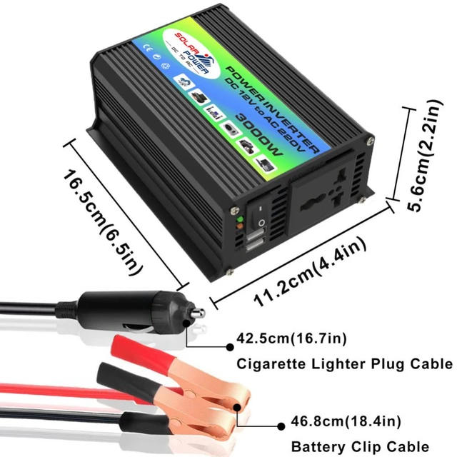 Inverter 12v 220v inverter onda sinusoidale pura da 12v a 220V DC a AC 3000W  trasformatore di tensione convertitore di potenza Inverter solare USB -  AliExpress