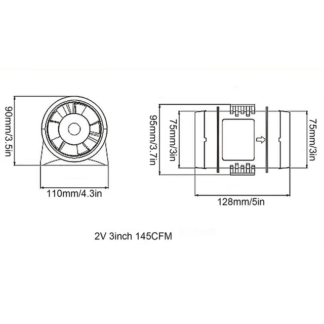 Exhaust Fans 12V 3inch 45CFM Air Pipe Fan For Boat RV Yacht Kitchen Vent Exhaust Fans Marine Accessories Home Improvement - Image 3