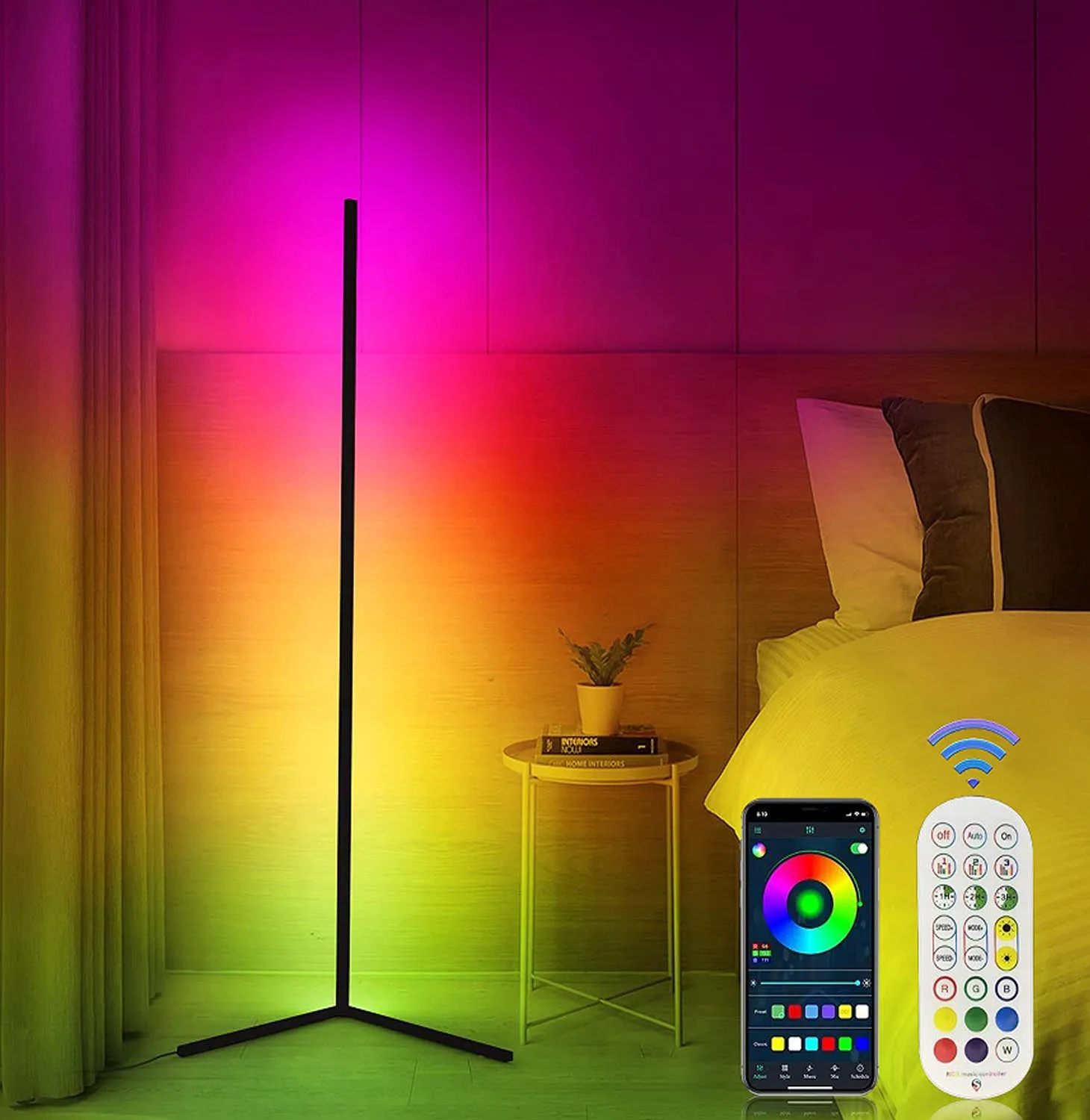 DimmableRGBStandingLEDMoodLightsBluetoothTuyaCornerFloorLamps