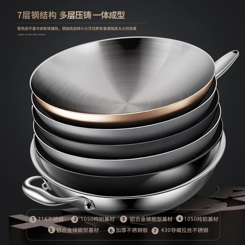 Non Stick Frying Pan Carbon Steel Wok No Coating Cookware 316l Stainless Steel  Pots And Pans Set Gas Induction Cooker General - Pans - AliExpress