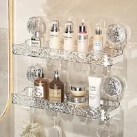Light Luxury Bathroom Shelf Suction Cup Shampoo Shower Rack Punch-Free Storage Organizer Holder Bathroom Accessories 1