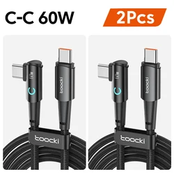 Cavo di ricarica rapida USB-C a USB-C Toocki 100W con design a 90 gradi