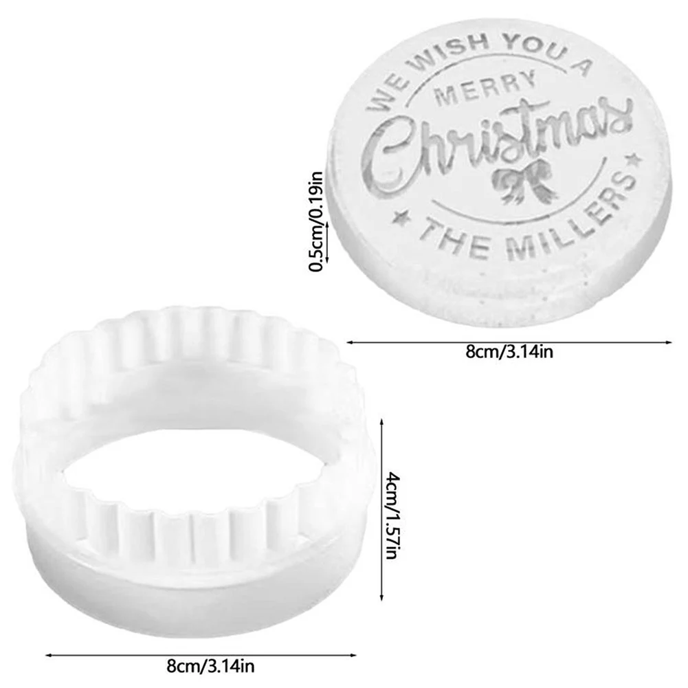 9 Pcs Personalized Christmas Cookie Stamp with Cutter Merry Christmas Cookies Stamps Cookie Cutter Stamps for Baking Decoration