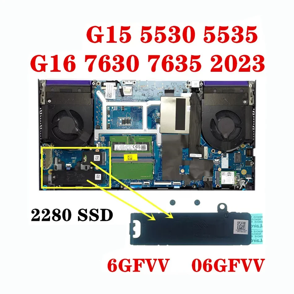 New Original Laptop M2 2230 2280 SSD Bracket With Heatsink Plate For Dell G15 5530 5531 5535 G16 7630 7635 04PKN1 06GFVV 0X8GH8