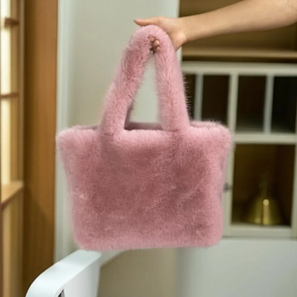 Winter Pelzigen Einkaufstasche Weiche Plüsch Schulter Tasche Große Kapazität Handtasche Casual Weibliche Shopper Luxus Designer Frauen Reise Geldbörse – Detail 3