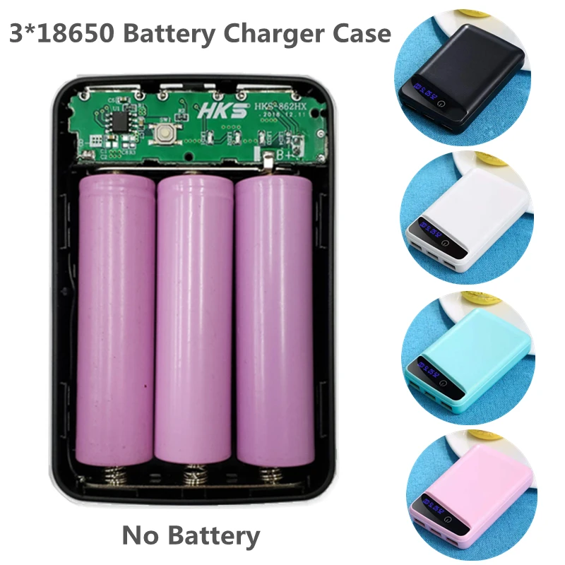 318650BatteryChargerCoverPowerBankCaseCuteDIYBox3USBPorts
