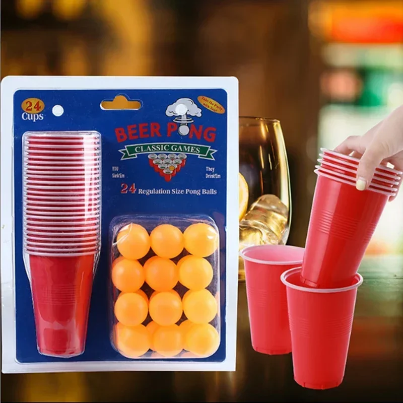 1-set-of-24-pcs-disposable-cup-plastic-cup-beer-pong-game-kit-tennis