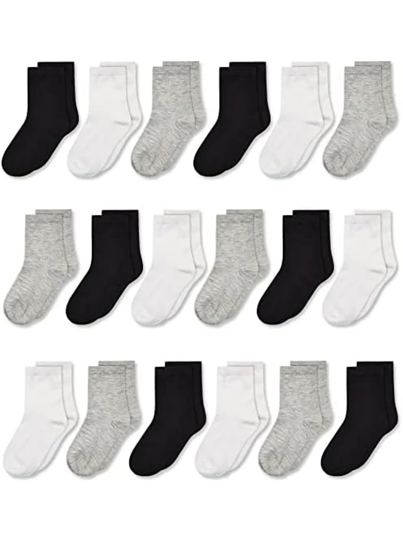 18 Pairs Kids Athletic Crew Socks – Soft Mid-Calf Multipack for Boys & Girls (1–14 Years) 6