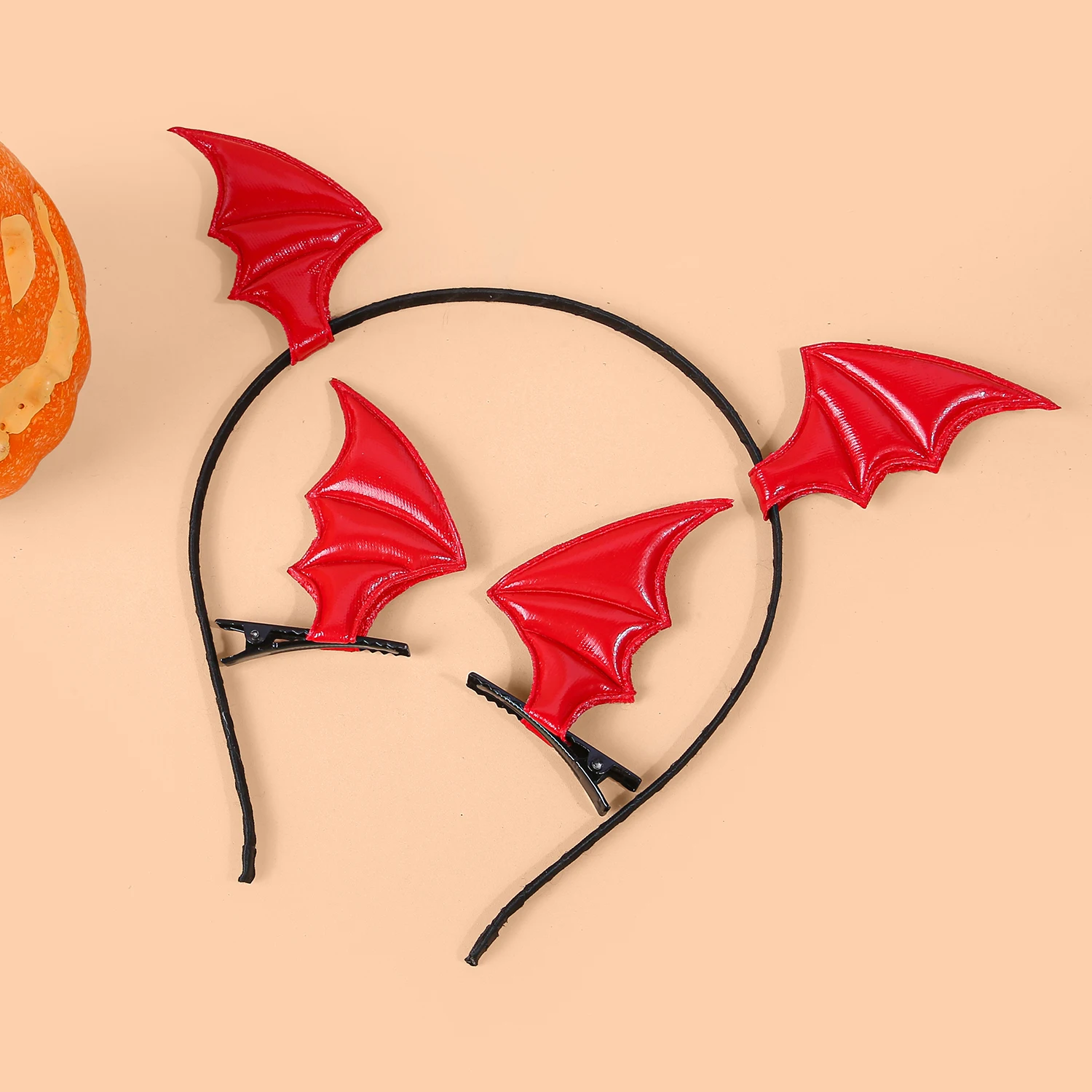 3/12PCS Halloween Stirnbänder Kürbis Teufel Haar Clips Mädchen Festival Party Cosplay Flügel Haarband Kinder Haar Zubehör Set – Detail 5