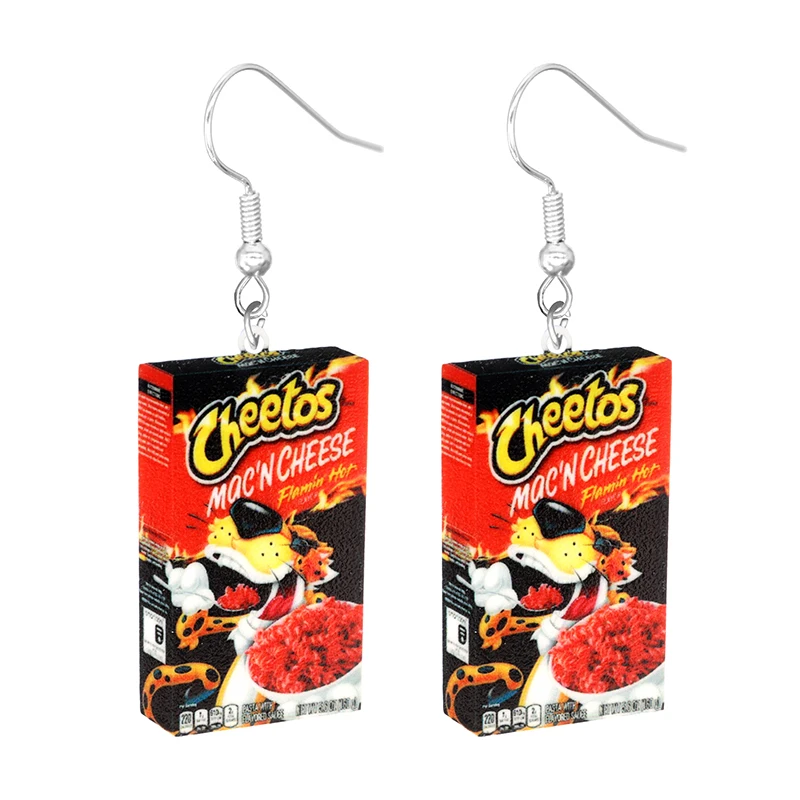 Earrings for Women 2D Acrylic Cute Snacks Potato Chips Girls Foods