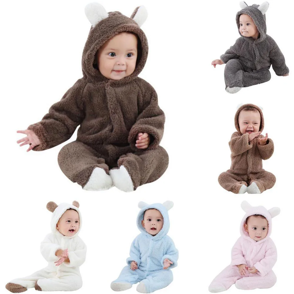 

Winter Baby Rompers Keep Warm Toddler Pijamas Newborn Little Girl Boy Clothes Coral Fleece Soft Infant Jumpsuit Costume