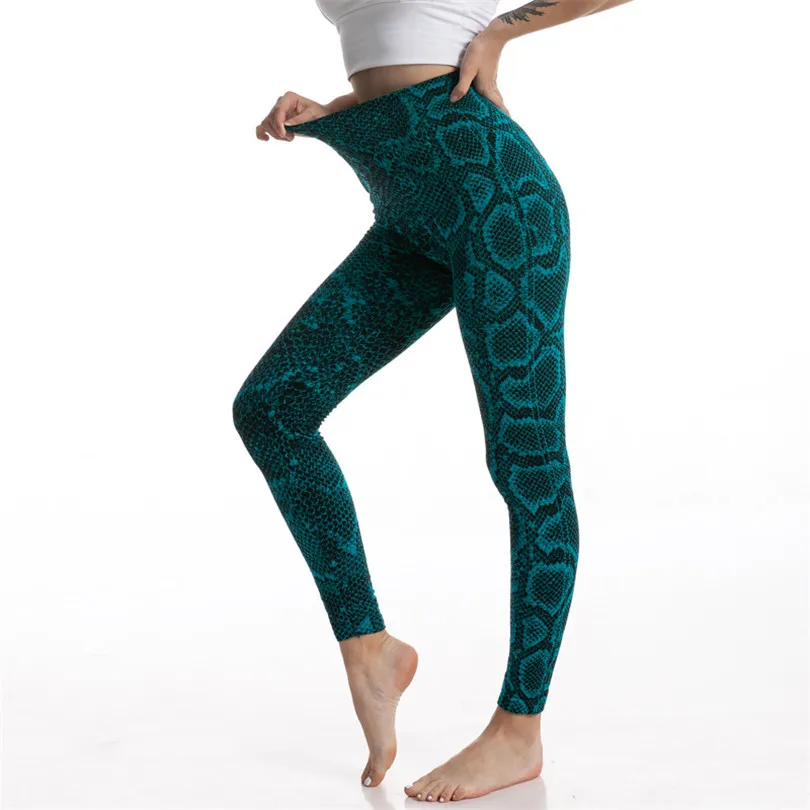 legging LJCUIYAO Women Leggings Seamless Fitness High Waist Push Up Sports Workout Serpentine Printed Slim Breathable Ankle-Length Pants aerie crossover leggings