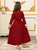 Robes longues pour filles de Dubaï du moyen-orient, en dentelle arabe, à manches longues, pour enfants, robes de Festival du Ramadan 5
