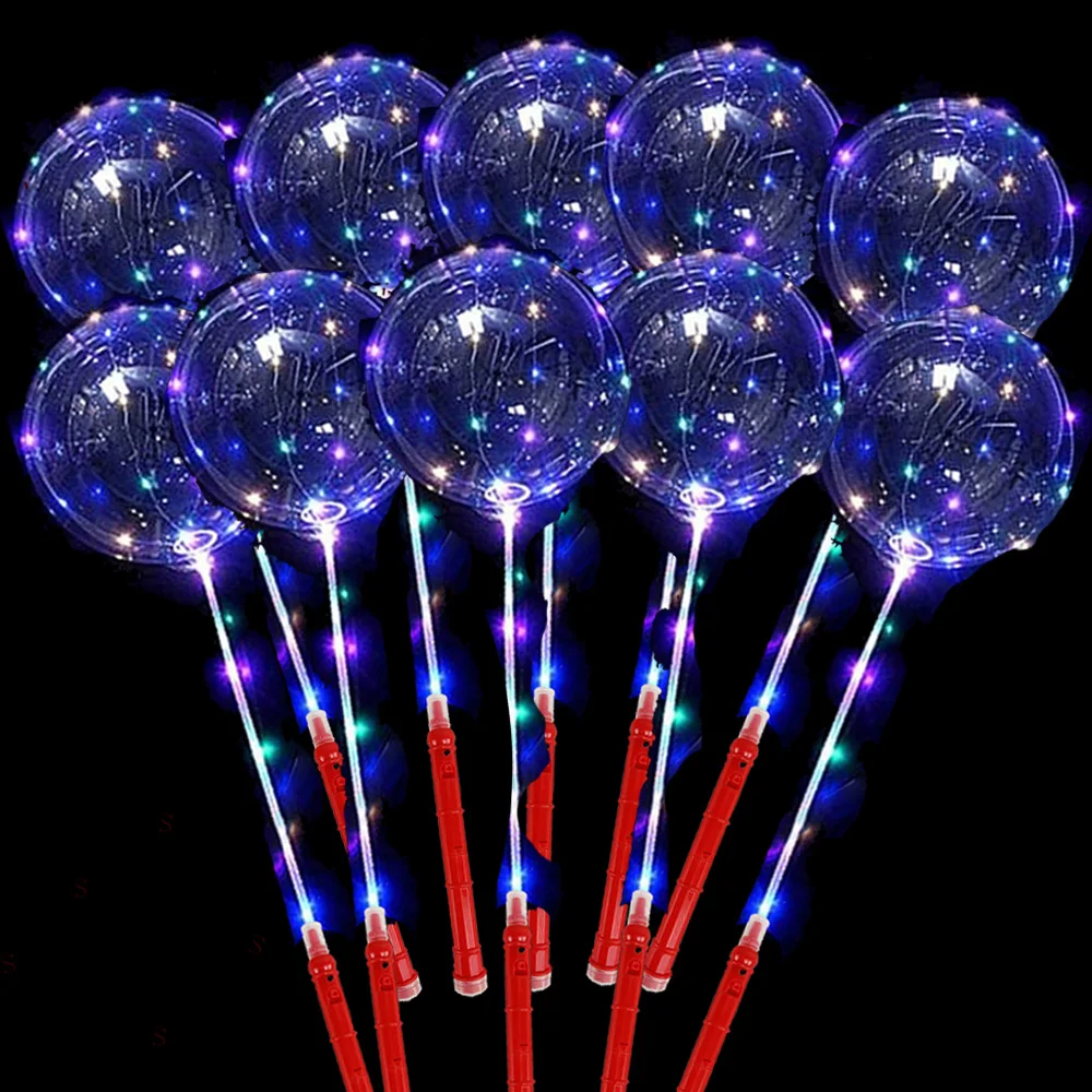 

25Pcs LED Luminous Bobo Balloon LED Bobo Balloons 20inch Transparent Balloon Glow in the Dark Birthday Decor Wedding Baby Shower