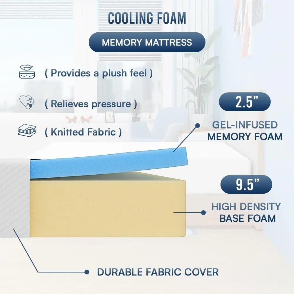 12-inch Gel Memory Foam Mattress Medium Firm Mattresses for Sleep Pressure Relief CertiPUR-US Certified Mattress in a Box, King 5