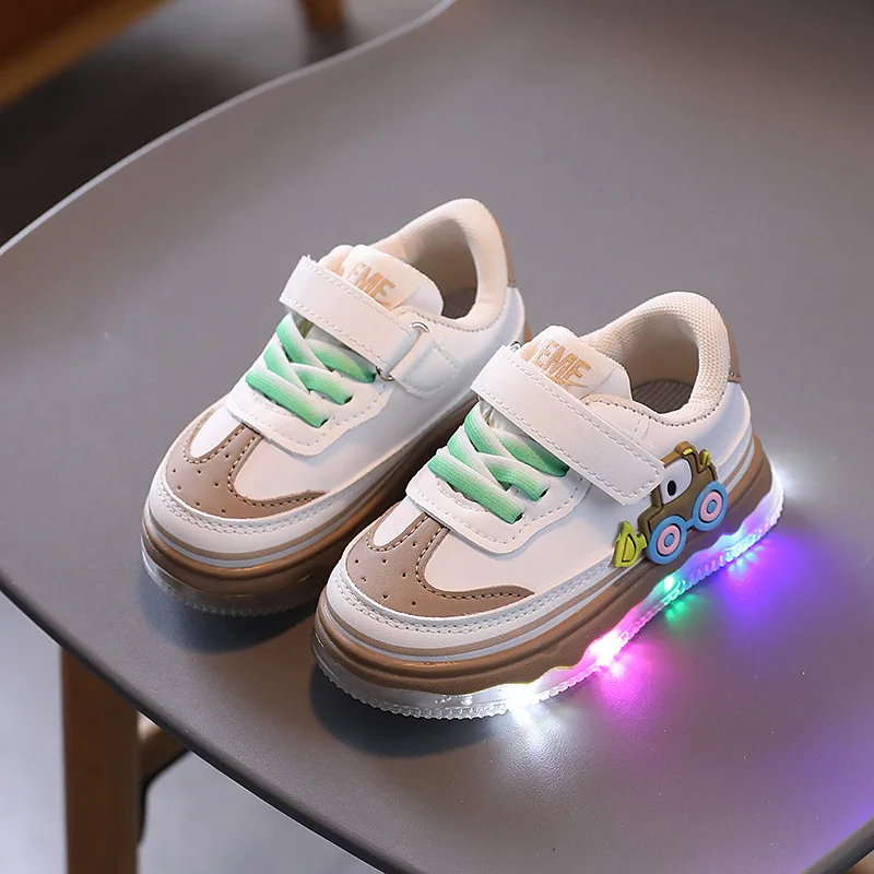 Funny LED Shoes for Children 0-3 Yrs Childhood Baby Boy Flat Shoes Luminous Sole Children Sneaker New Toddler Girls Shoes H06204 3
