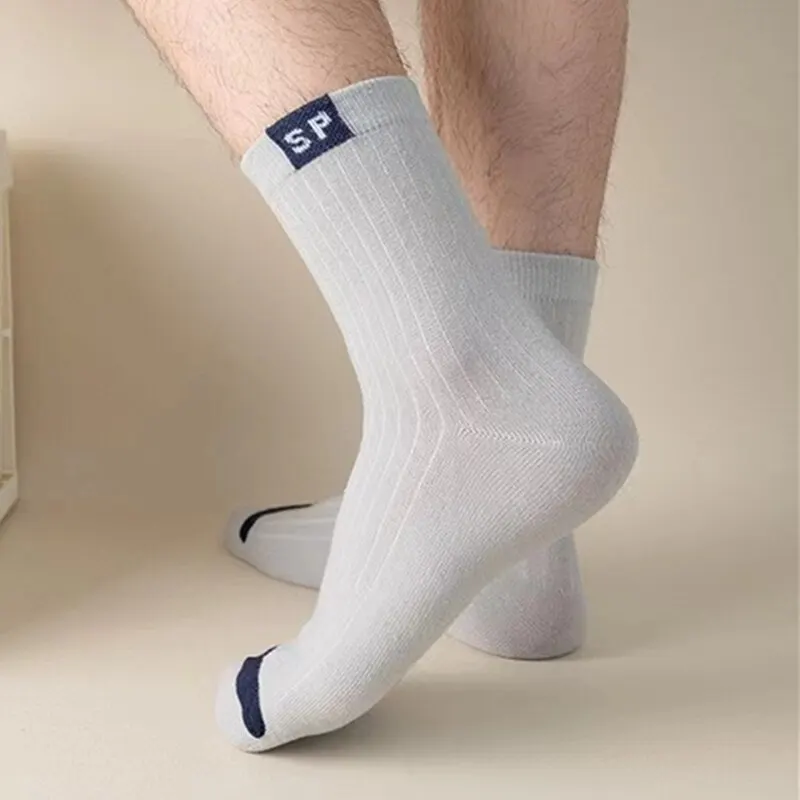 Sports Socks Sports Stockings Athletic Socks Gym Socks Middle Tube Socks Mid Calf Socks Business Socks 5 Pairs for Men
