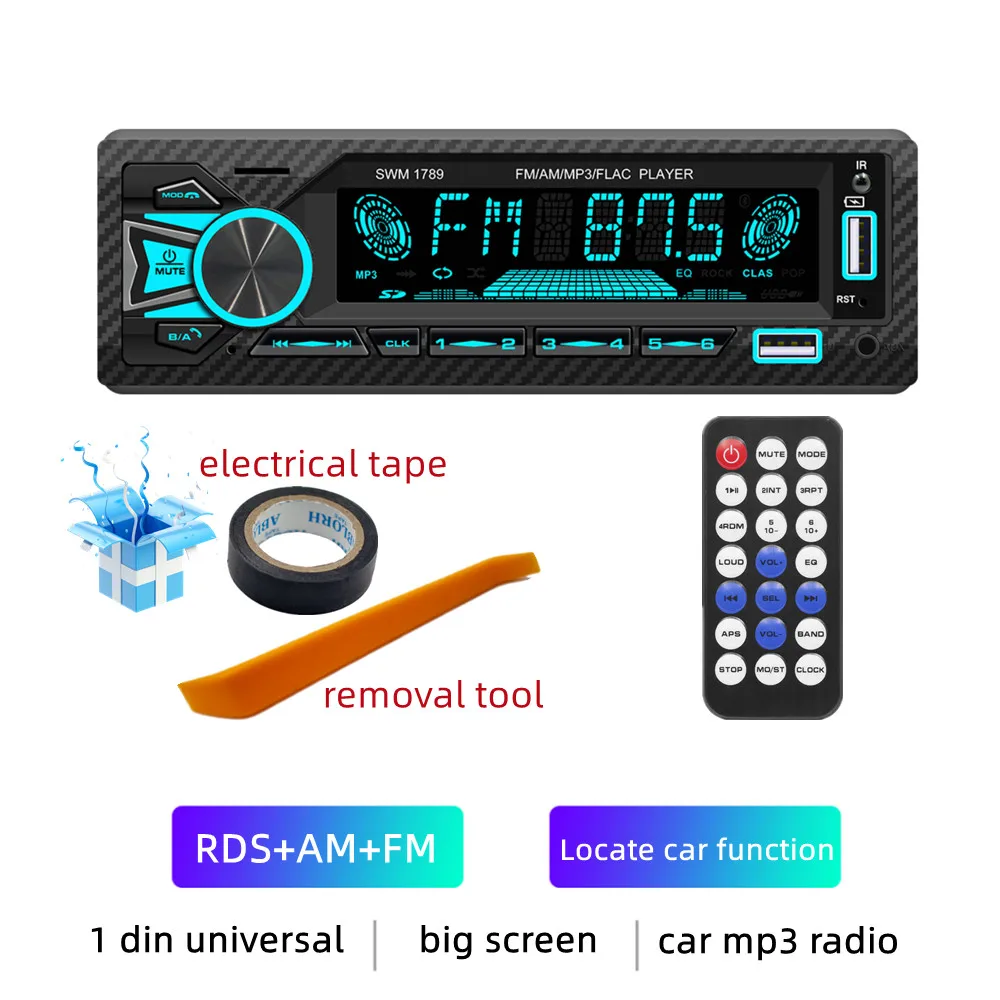 pioneer radio Free Shipping 1Din Mp3 Car Player HD Big Screen Digital Bluetooth USB Charge Car Radio Support FM AM RDS Stereo tape recorder double din head unit Car Radios