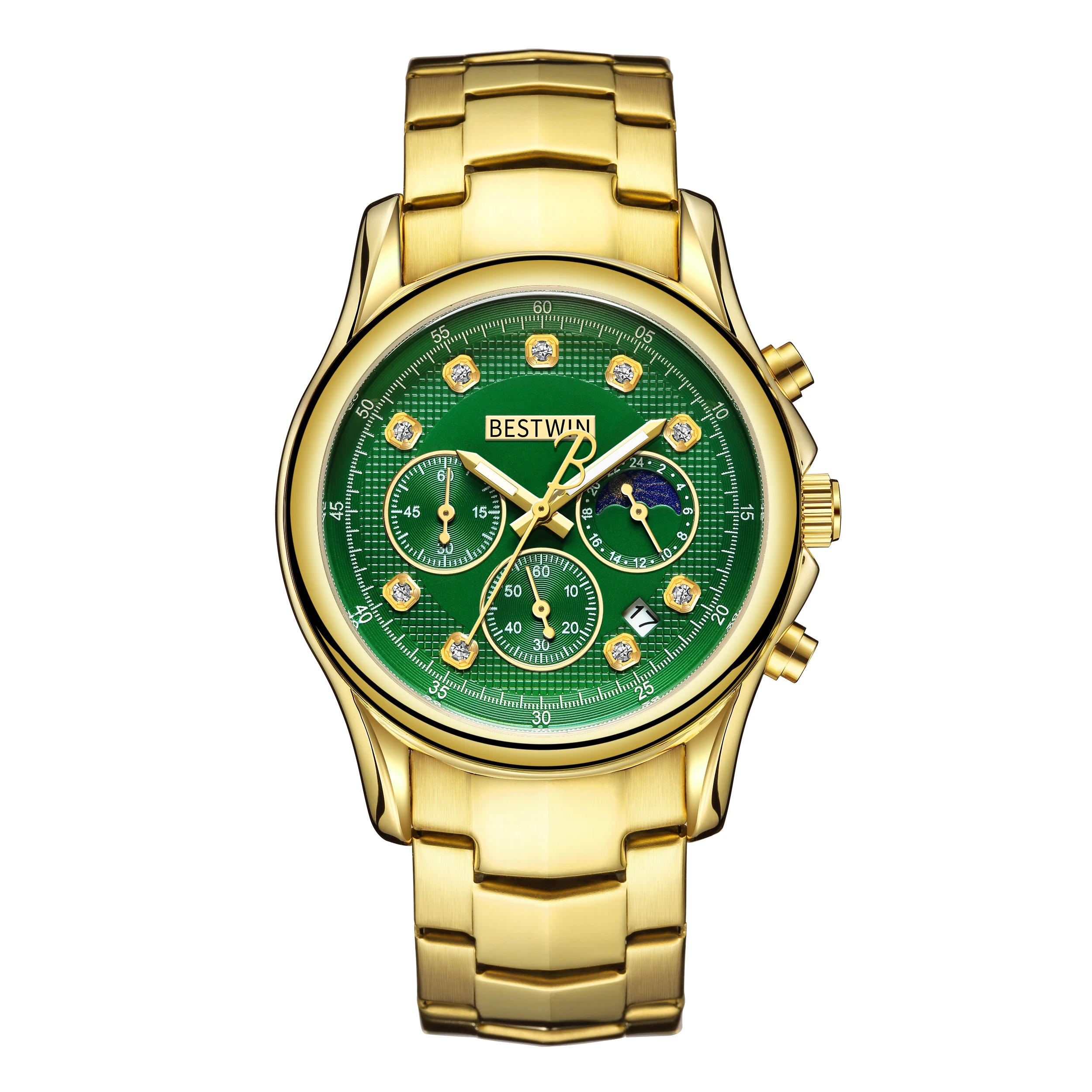 Gold Stainless Steel Men Watch Fashion Chronograph Waterproof Quartz Watches Luminous Date Watch For Men Relogio Masculino 2023