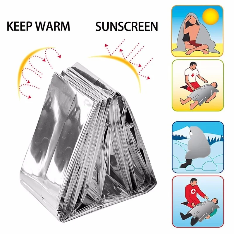 

Folding Emergency Blanket 210cm*130cm Silver/Gold Emergency Survival Rescue Shelter Outdoor Camping Keep Warm Blankets