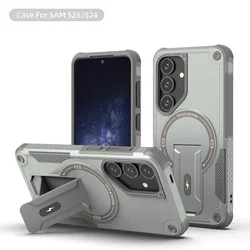 Magnetic Wireless Charging Case with Holder and Anti - Fall Protection - Galaxy A15 4G5G (GRAY)