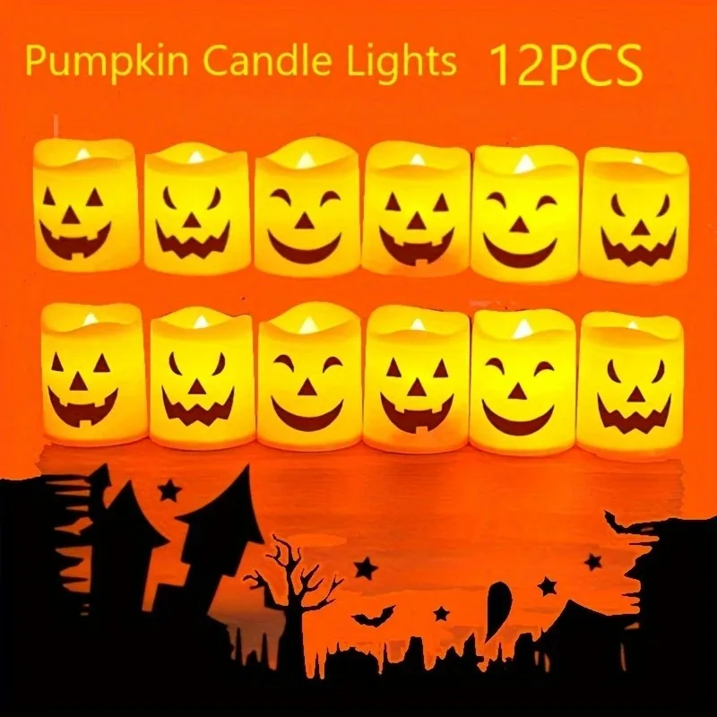 Plastic Orange LED Candle Light for Halloween Party Decor