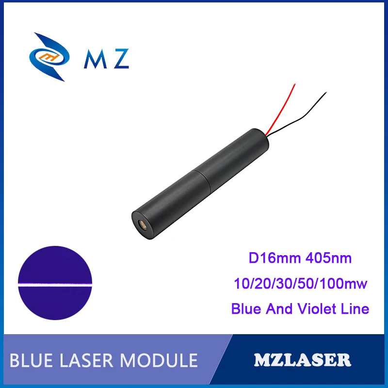 

Сине-фиолетовый линейный лазерный диодный модуль D16mm 405nm 10/20/30/50/100mw однорежимный высококачественный стеклянный объектив промышленного класса