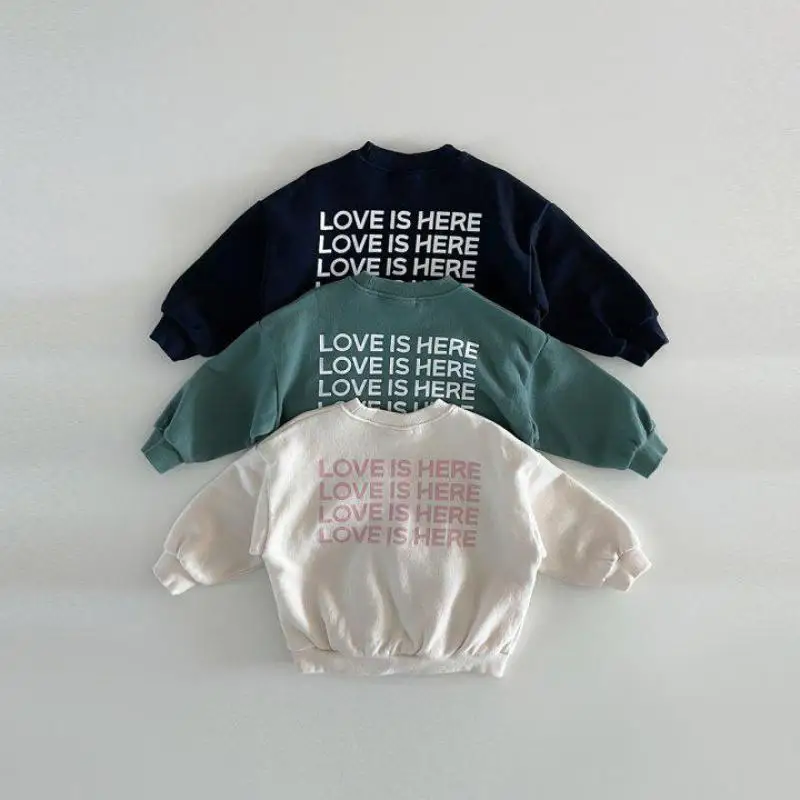 

2024 Spring New Children Long Sleeve Letter Sweatshirt Baby Loose Casual Pullover Kids Toddler Boys Girls Versatile Print Tops