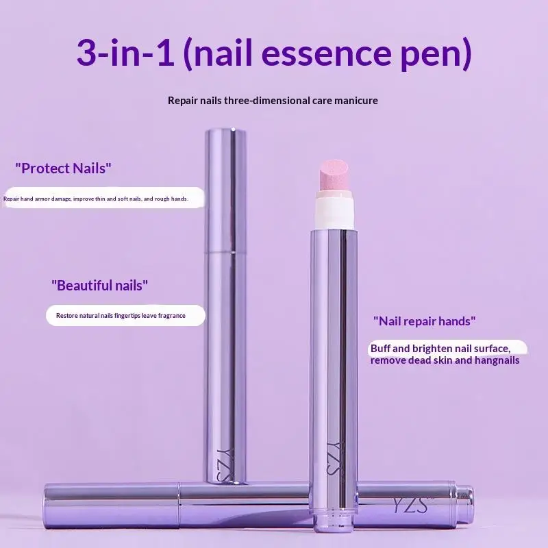 1PCS 큐티클 케어 펜 3-in-1 ? - 각질 제거제, 네일 오일 및 강화제, 정밀한 작업을 위한 세라믹 팁, 칩핑 방지 처리