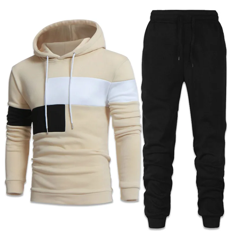 New Men's Clothing Men Tracksuits Hoodies Suit Autumn Winter Fashion Men Hooded Sweater and Sweatpants Two Piece Set Plus Size