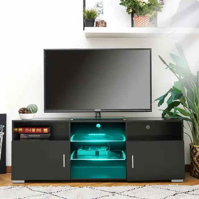 Modern RGB LED TV Stand Living Room Furniture Fit for up to