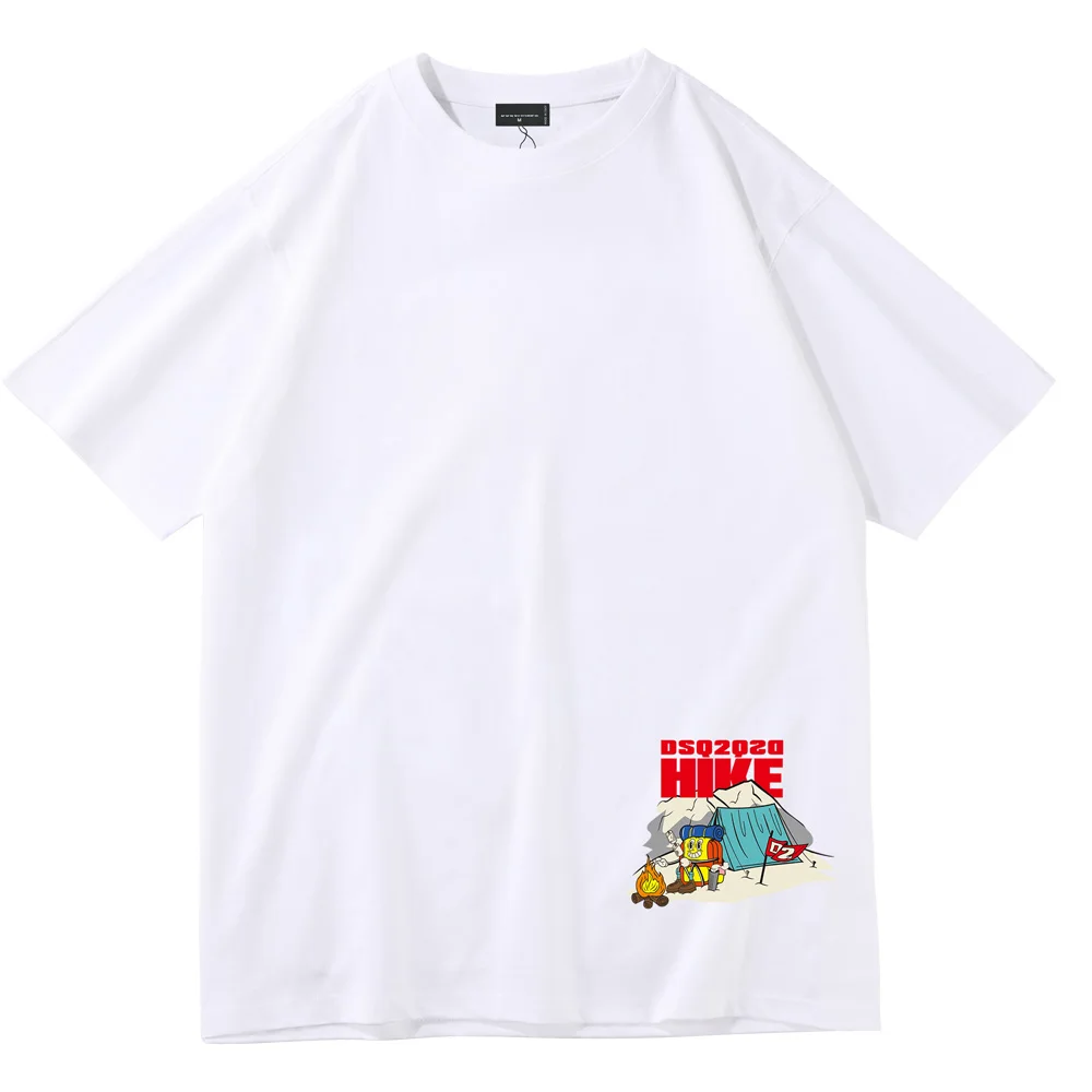 

Cartoon characters HIKE travel DSQ2 ICON letters printing mens cotton sports T-shirt Crew Neck short sleeve comfort Shirt